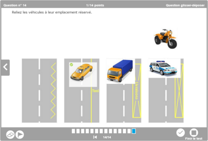 Aperçu dans myTeacher d'une question de type glisser-déposer