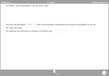 Question texte à trou