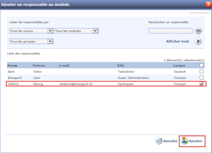 Ajouter un responsable au module