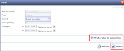 Afficher les paramètres du module