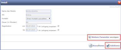 Afficher les paramètres du module