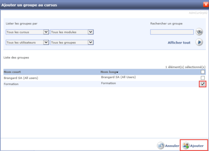 Ajouter un groupe au cursus