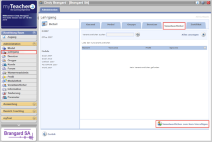 Liste des responsables