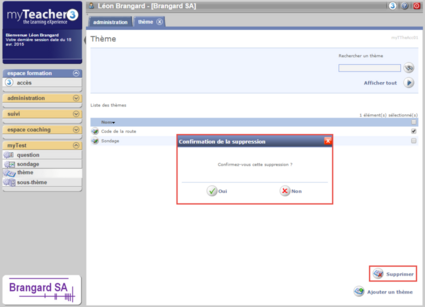 Suppression d'un thème