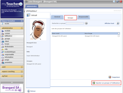 Ajouter un groupe à l'utilisateur