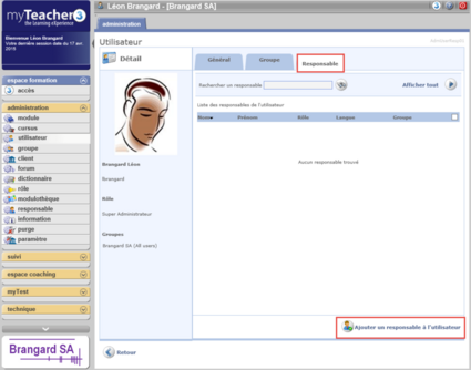 Ajouter un responsable à l'utilisateur