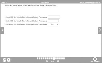 Frage in Form eines Lückentexts