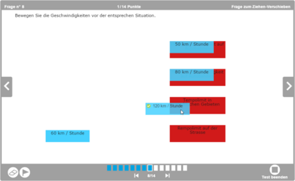 Vorschau einer Frage des Typs Ziehen und Ablegen in myTeacher 