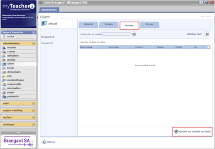 Ajouter un module à un client