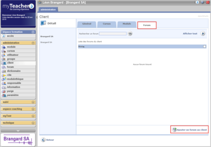 Ajouter un forum à un client