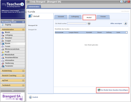 Ein Modul einem Kunden hinzufügen