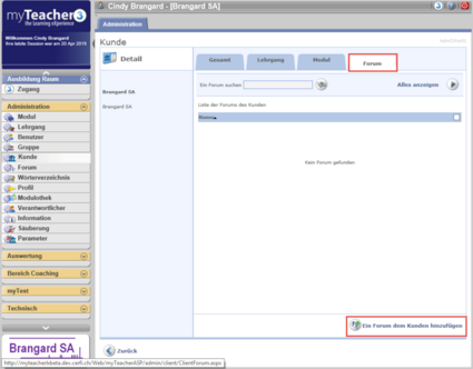 Ein Forum einem Kunden hinzufügen