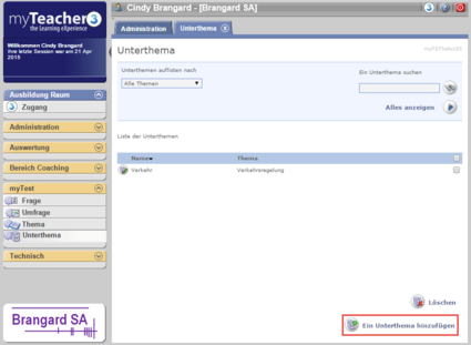 Liste der Unterthemen