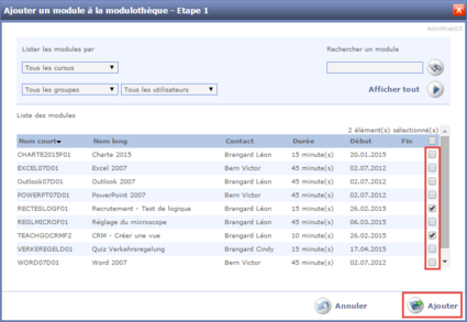 Ajouter un module à la modulothèque - Etape 1