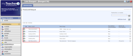 Nouvelle organisation de la liste des modules dans la modulothèque