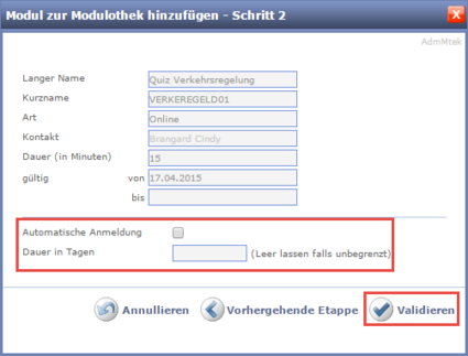 Modul zur Modulothek hinzufügen - Schritt 2