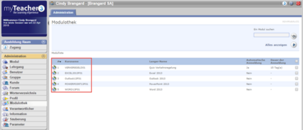Neue Organisation der Modulliste in der Modulothek