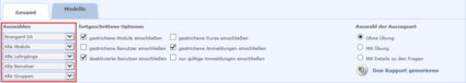 Auswahl eines Moduls