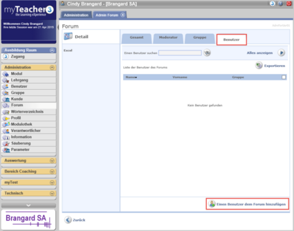 Einen Benutzer dem Forum hinzufügen