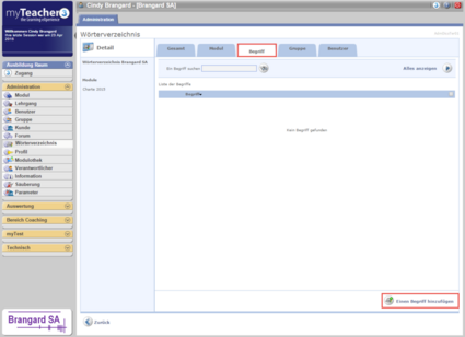 Registerkarte Begriff
