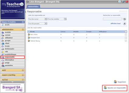Liste des responsables