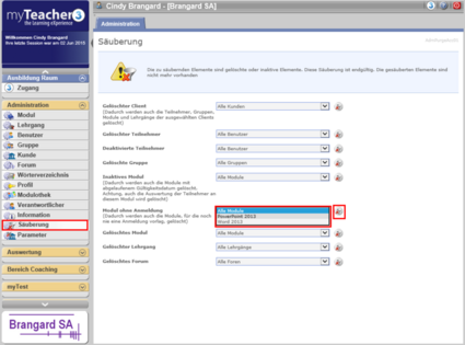 Säuberung eines Moduls ohne Registration