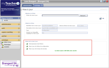 Statut de la mise à jour