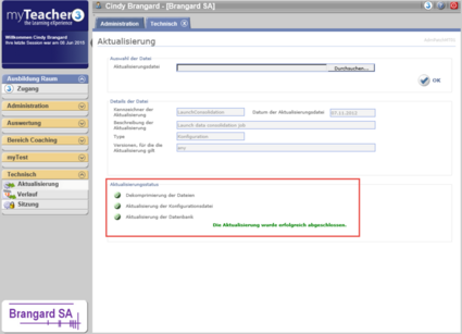 Status der Aktualisierung
