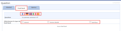 Onglet Feed-back