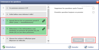 Grouper des questions