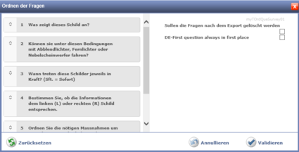 Ordnen der Fragen