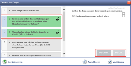 Die Fragen gruppieren