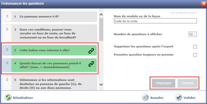 Grouper des questions