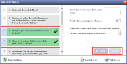 Die Fragen gruppieren