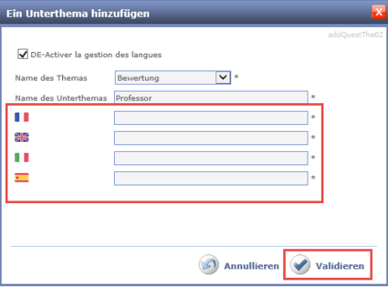 Das Unterthema übersetzen
