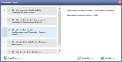 Ordnen der Fragen 