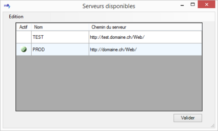 Serveurs disponibles