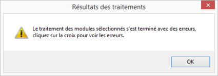Résultats des traitements avec erreur