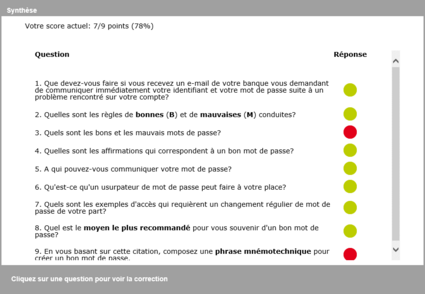 Clic sur une tentative