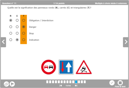 Question multiple à choix mixte (3 colonnes)