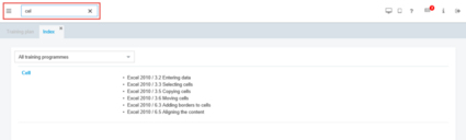 Research of a term in index