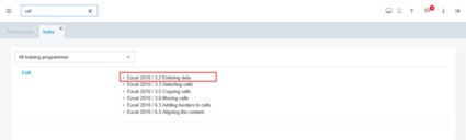 Research of a term in index