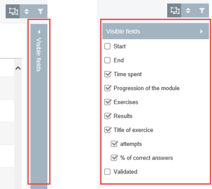 Selection of visible fields