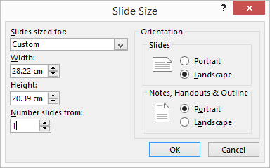 Dialogue box. Layout of PowerPoint