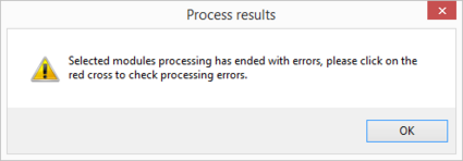 Results of processing with mistake