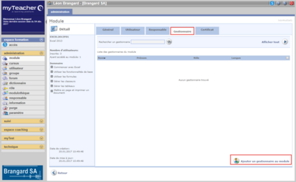 Liste des gestionnaires