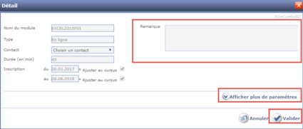 Ajouter un module au cursus - Etape 2