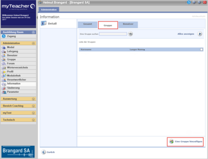 Registerkarte Gruppe