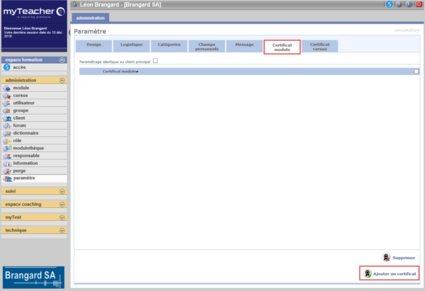 Ajouter un modèle de certificat module