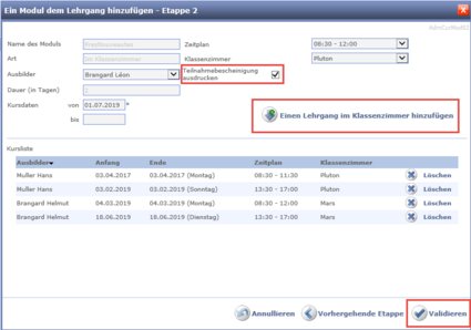 Fügen Sie ein Modul in der Klasse hinzu